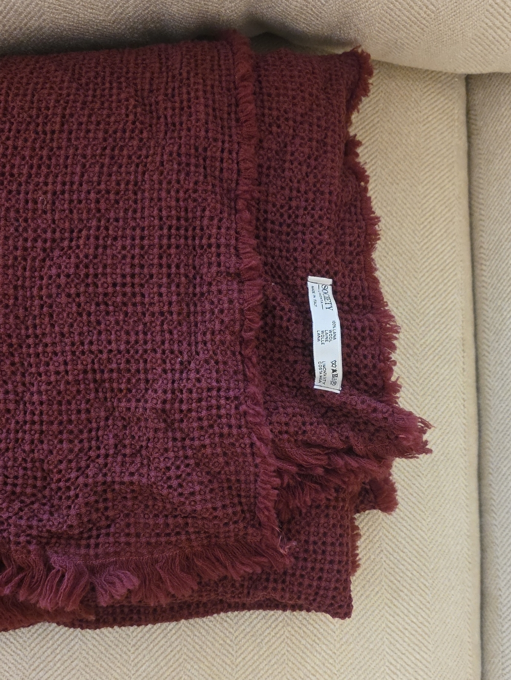 Society Waffle Knit Throw Blanket - Burgundy